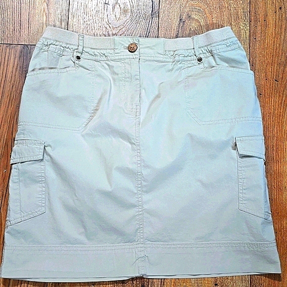 Chico's Tan Pencil Mini Skirt/Elastic Waistband